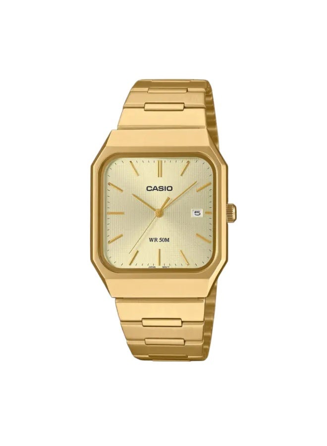 Casio MTP‑B185G‑9AVDF Men’s Analog Watch, Gold Dial, Gold Ion‑Plated Stainless Steel Bracelet, 50 m Water Resistance